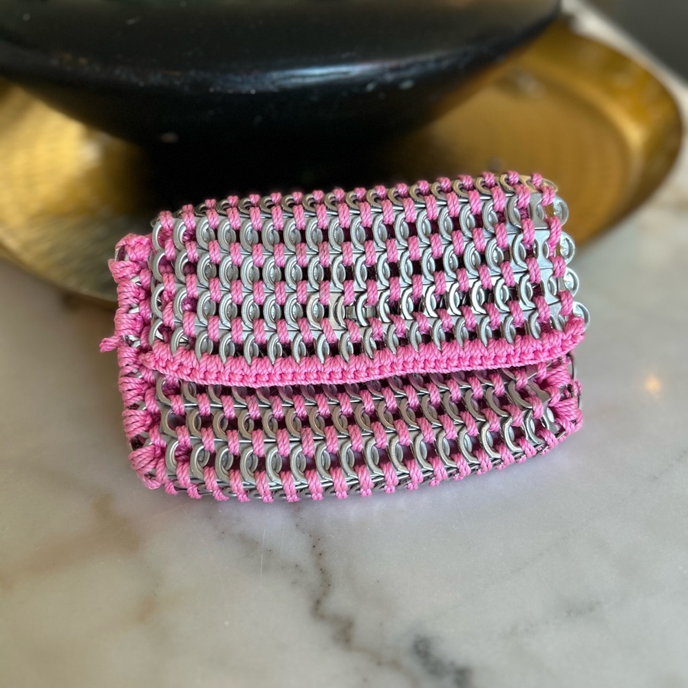 Unique Pink Soda Can Tab Clutch | Handmade Statement Bag